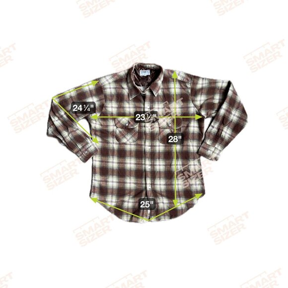 Vintage 911 Brown Plaid‎ Flannel Shirt Mens L 70s Chest Flap Pockets Soft Button - Picture 2 of 6